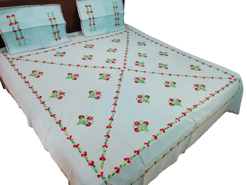 Hand Embrioderied Double Bedsheet