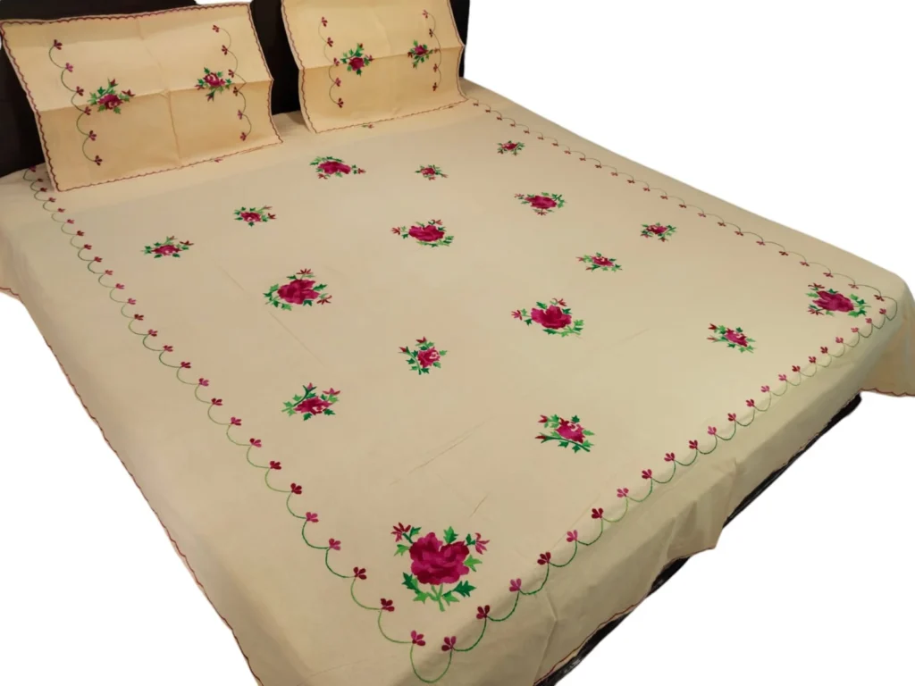 Hand Embrioderied Double Bedsheet