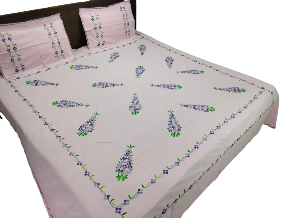 Hand Embrioderied Double Bedsheet