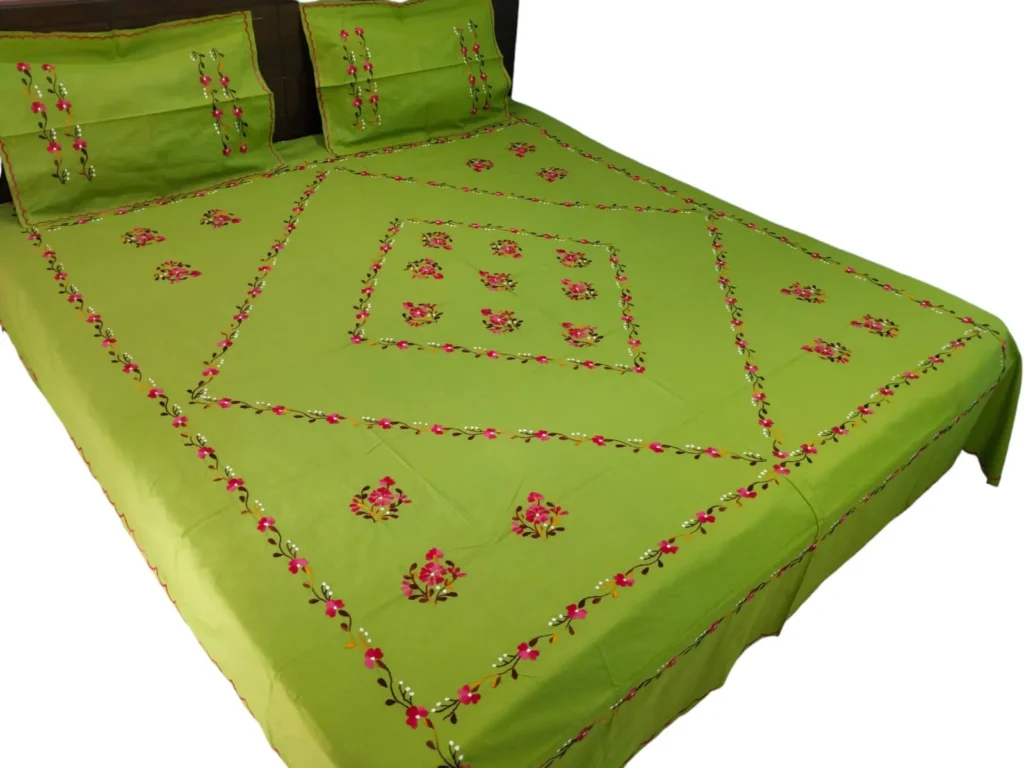 Hand Embrioderied Double Bedsheet