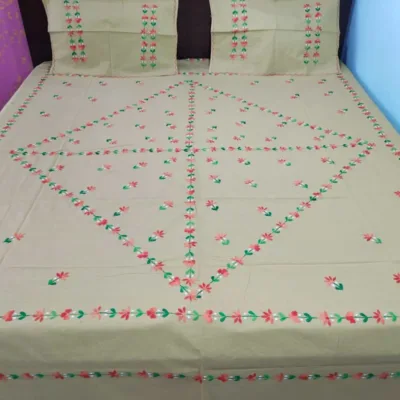Hand Embrioderied Double Bedsheet