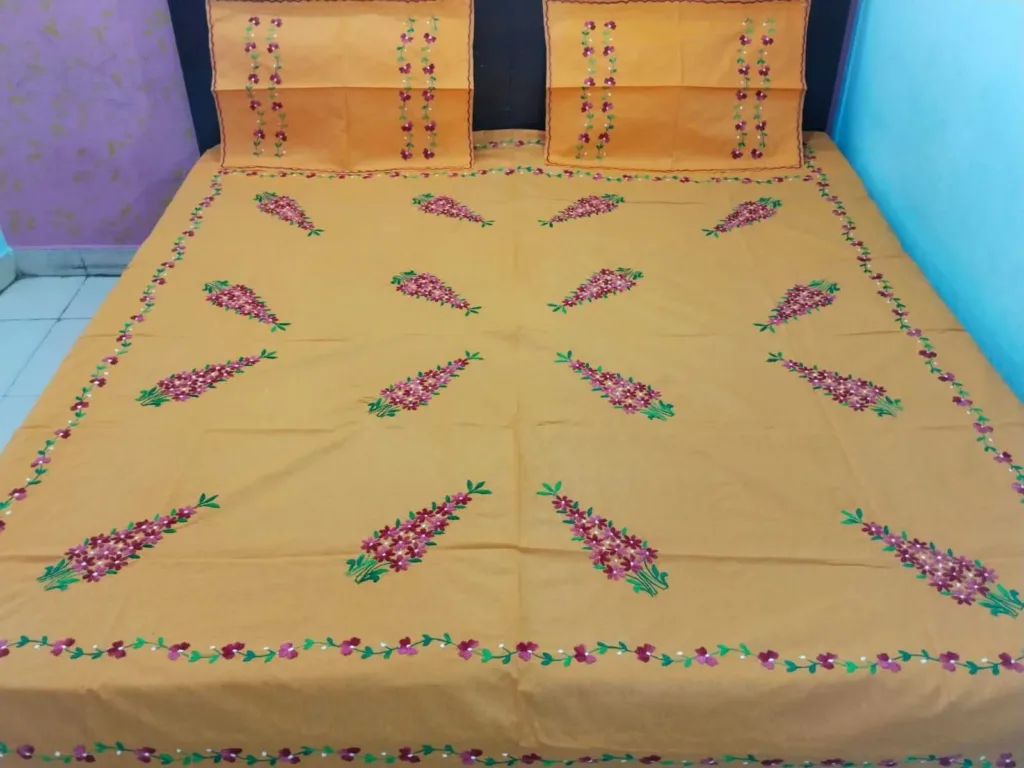 Hand Embrioderied Double Bedsheet