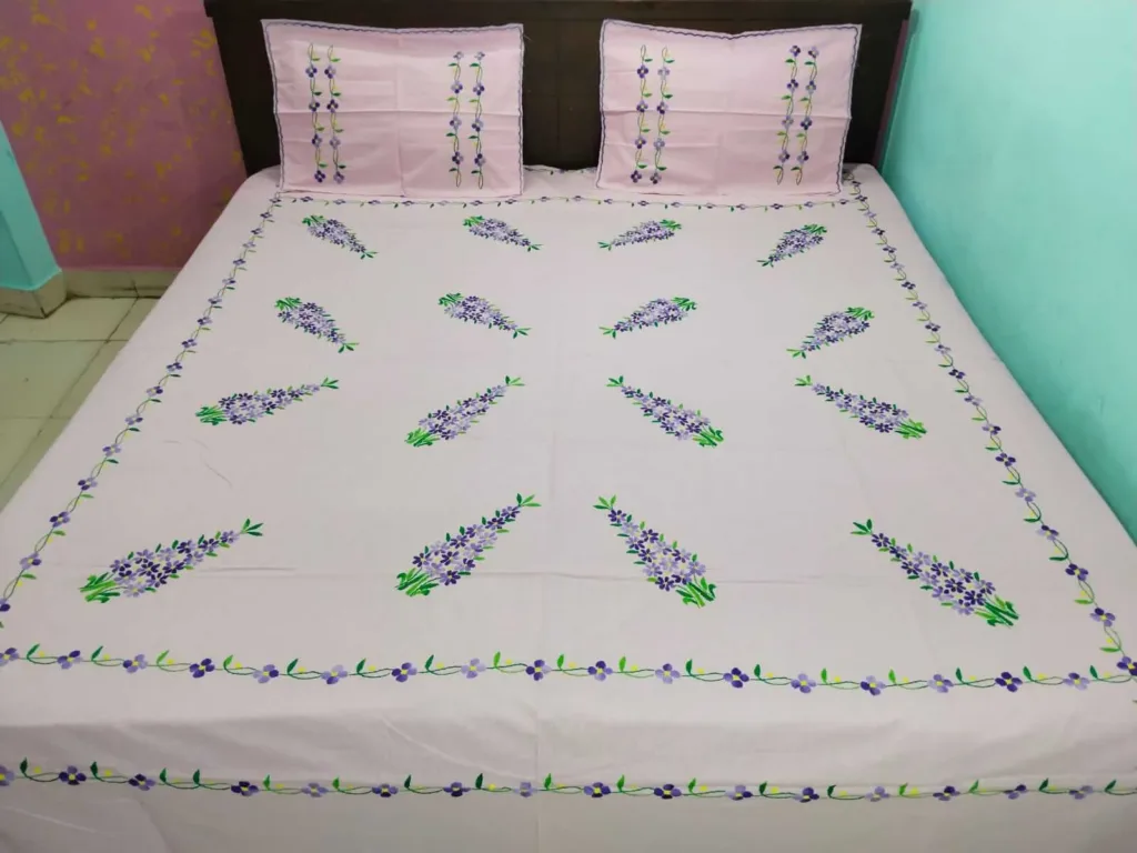 Hand Embrioderied Double Bedsheet