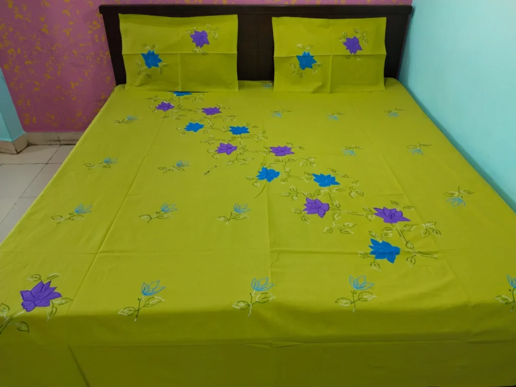 Machine Embrioderied Double Bedsheet