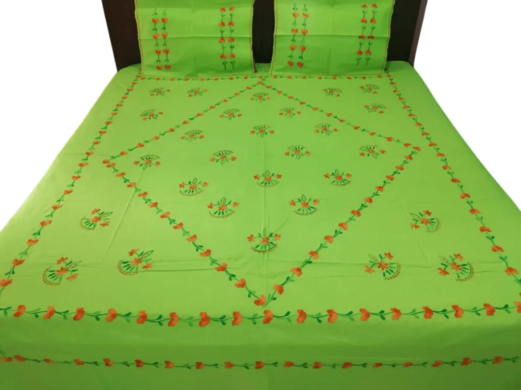 Hand Embrioderied Double Bedsheet