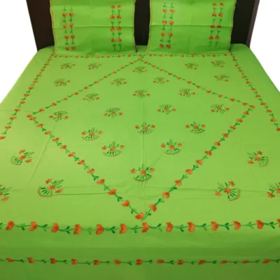 Hand Embrioderied Double Bedsheet