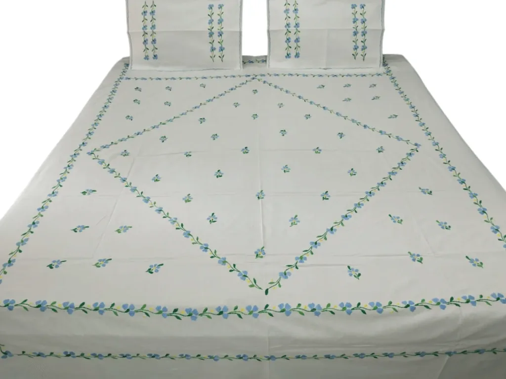 Hand Embrioderied Double Bedsheet