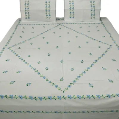 Hand Embrioderied Double Bedsheet