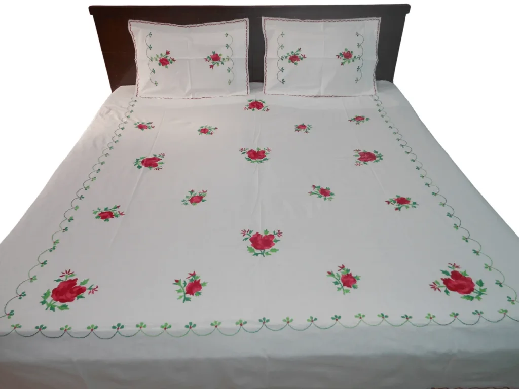 Hand Embrioderied Double Bedsheet