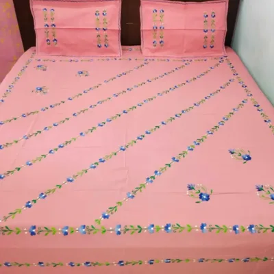 Hand Embrioderied Double Bedsheet