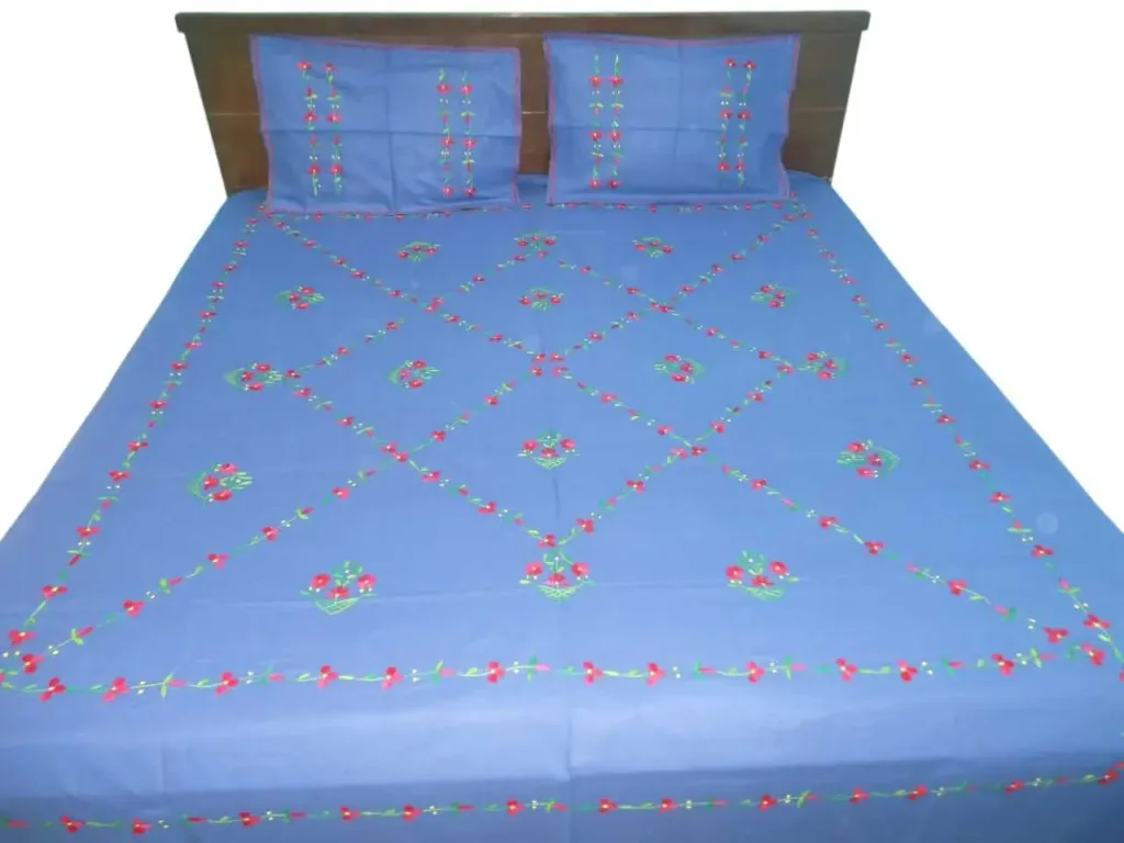 Hand Embrioderied Double Bedsheet