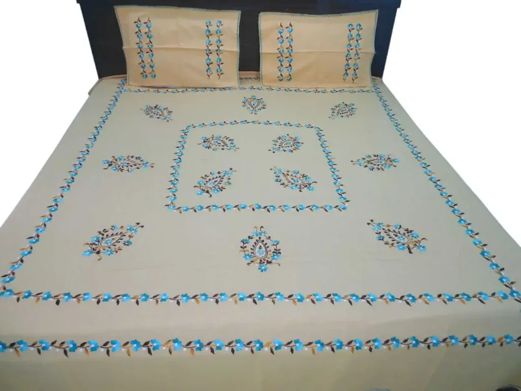 Hand Embroidered Double Bedsheet