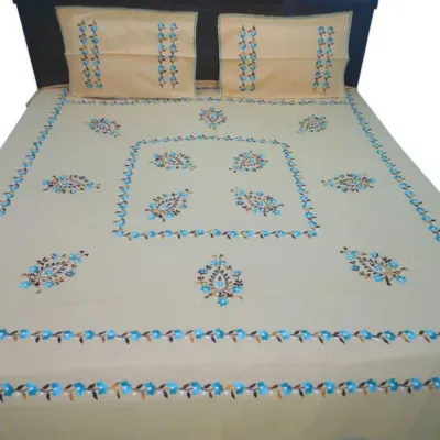 Hand Embroidered Double Bedsheet