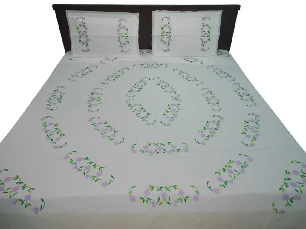 Hand Embrioderied Double Bedsheet