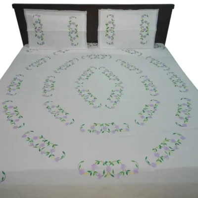 Hand Embrioderied Double Bedsheet